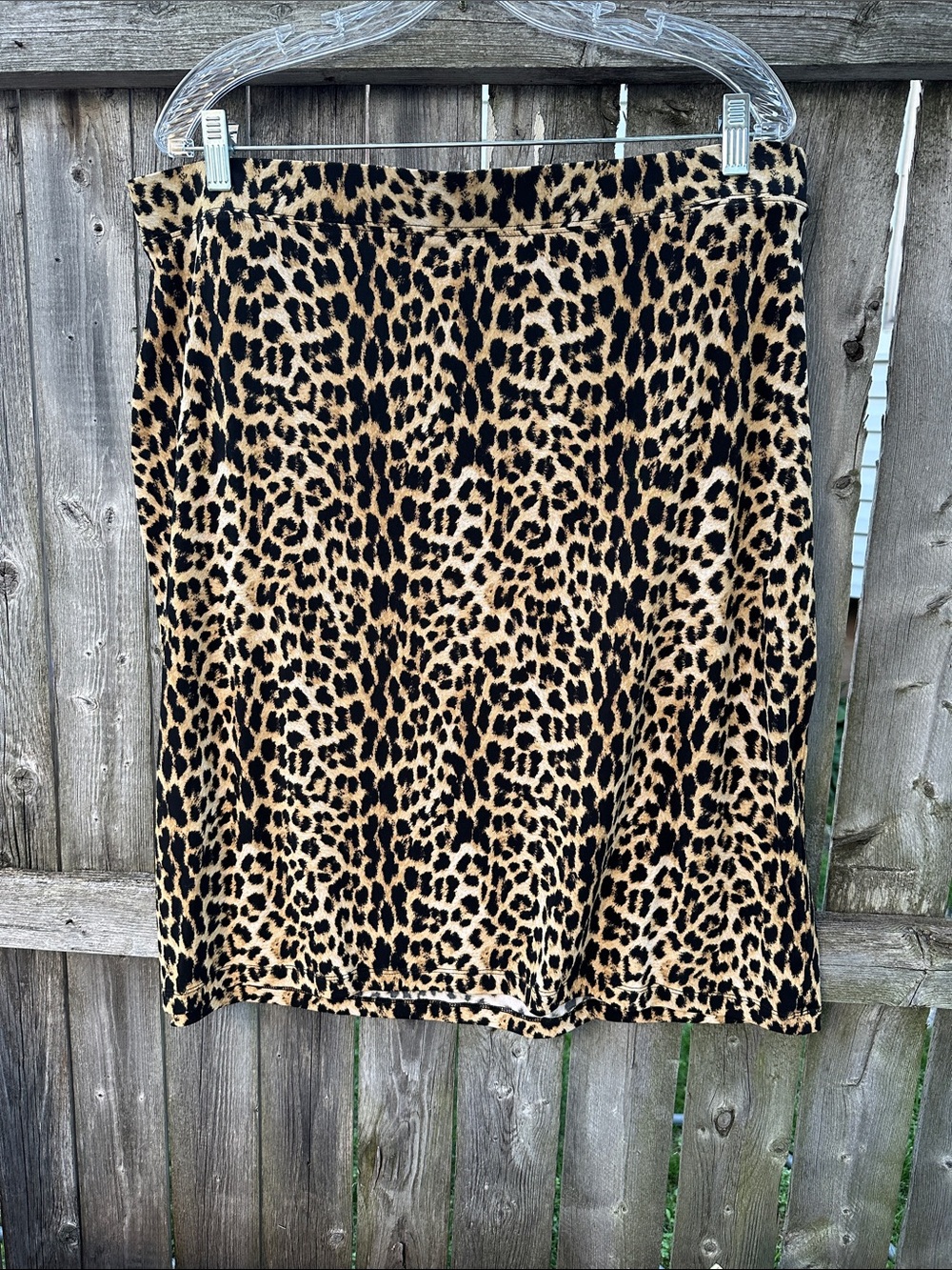 Leopard Print A-Line Skirt - Tan/Black